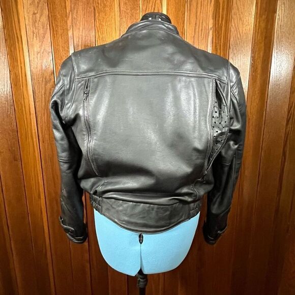 FIRSTGEAR Motorcycle Black Leather Jacket Men’s size S - Picture 4 of 8